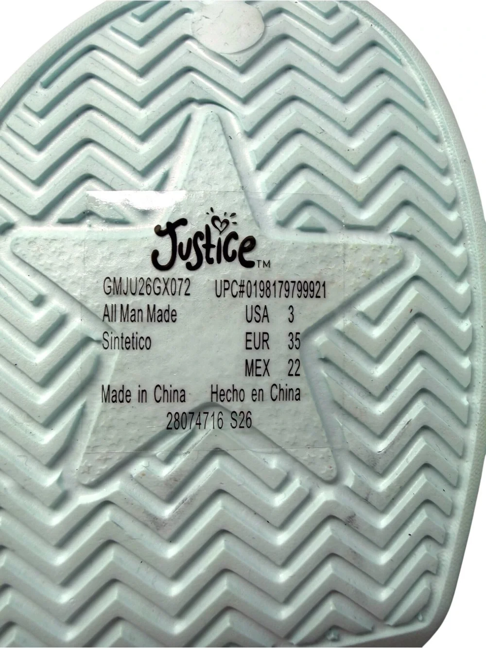 Justice Mint Green Star Clog Sandals girls size US 3 /EU 35 NWT